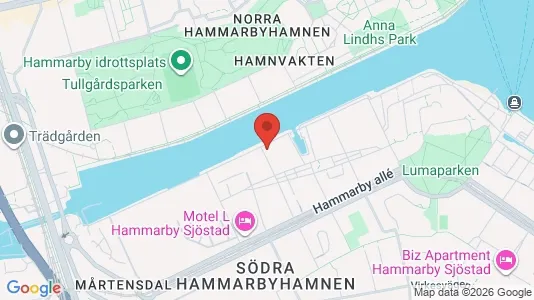 Bostadsrätter till salu i Hammarbyhamnen - kort over placeringen
