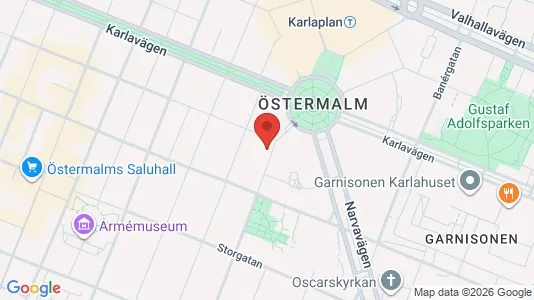 Bostadsrätter till salu i Östermalm - kort over placeringen