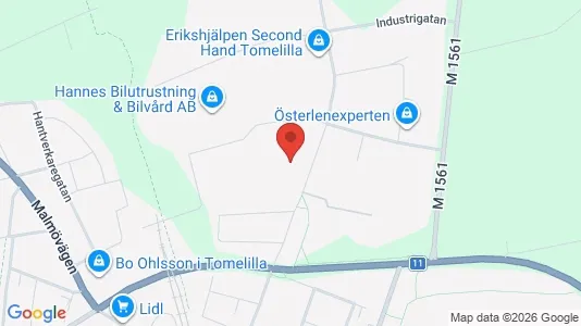 Lägenheter till salu i Tomelilla - kort over placeringen