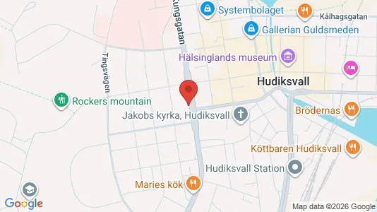 Lägenheter att hyra i Hudiksvall - kort over placeringen