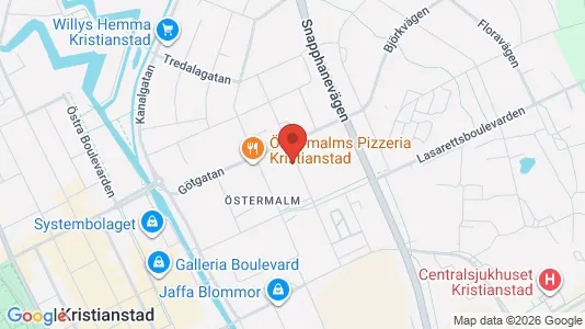 Bostadsrätter till salu i Kristianstad - kort over placeringen