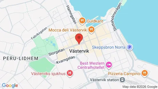 Bostadsrätter till salu i Västervik - kort over placeringen