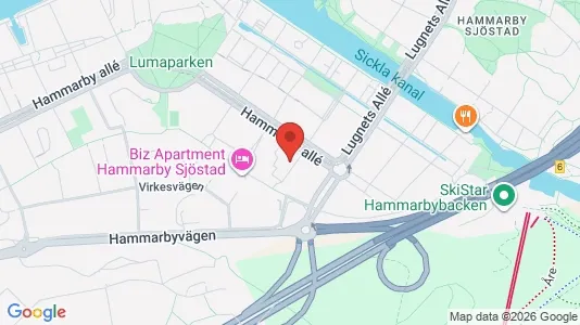 Lägenheter att hyra i Hammarbyhamnen - kort over placeringen