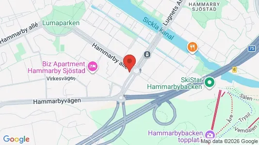 Lägenheter att hyra i Hammarbyhamnen - kort over placeringen