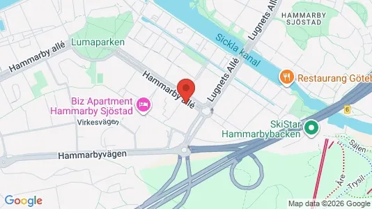Lägenheter att hyra i Hammarbyhamnen - kort over placeringen