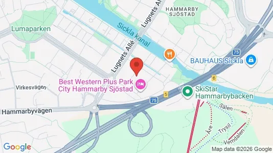 Lägenheter att hyra i Hammarbyhamnen - kort over placeringen