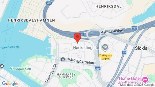 Lägenheter att hyra i Hammarbyhamnen - kort over placeringen
