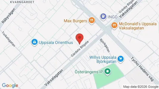 Lägenheter att hyra i Uppsala - kort over placeringen