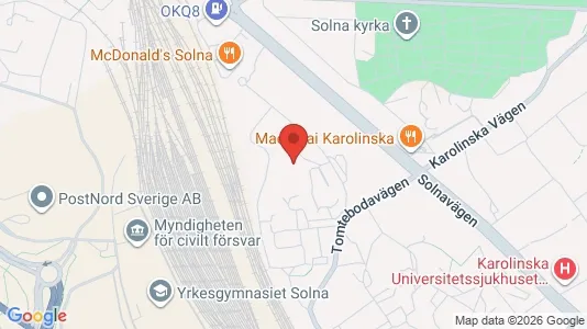 Lägenheter att hyra i Solna - kort over placeringen