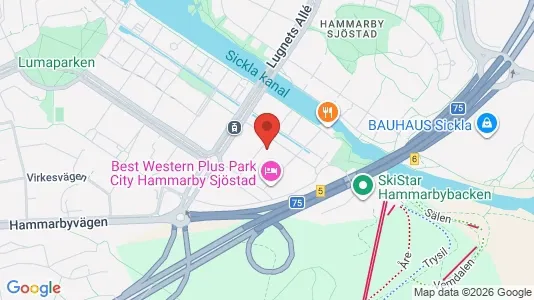 Lägenheter att hyra i Hammarbyhamnen - kort over placeringen