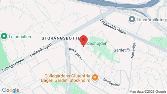 Lägenheter att hyra i Gärdet/Djurgården - kort over placeringen