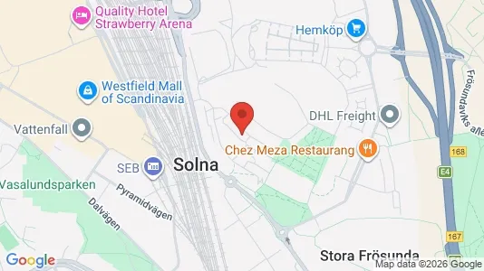 Lägenheter att hyra i Solna - kort over placeringen