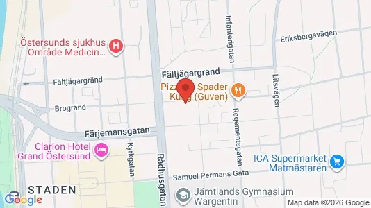 Lägenheter att hyra i Östersund - kort over placeringen