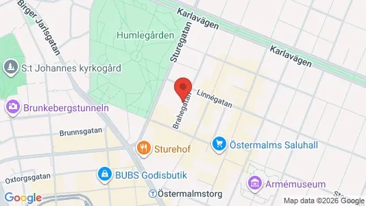 Bostadsrätter till salu i Östermalm - kort over placeringen
