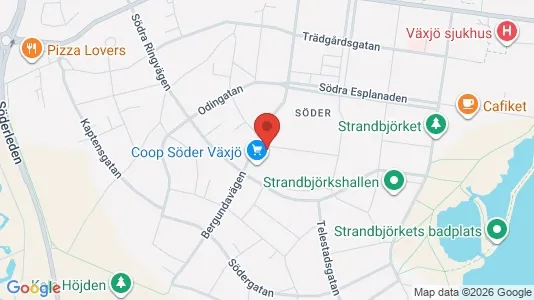Lägenheter att hyra i Växjö - kort over placeringen