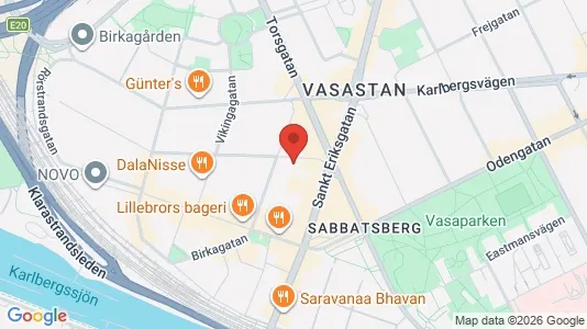 Bostadsrätter till salu i Vasastan - kort over placeringen