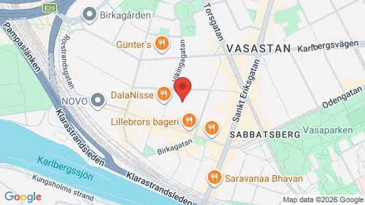 Lägenheter till salu i Vasastan - kort over placeringen