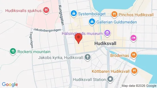 Bostadsrätter till salu i Hudiksvall - kort over placeringen