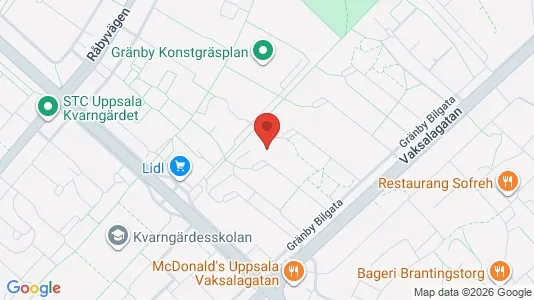 Bostadsrätter till salu i Uppsala - kort over placeringen