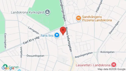 Bostadsrätter till salu i Landskrona - kort over placeringen