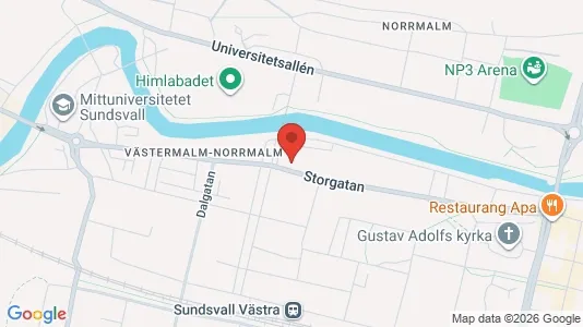 Bostadsrätter till salu i Sundsvall - kort over placeringen