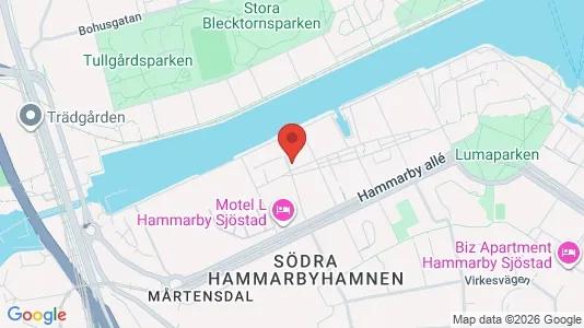 Bostadsrätter till salu i Hammarbyhamnen - kort over placeringen