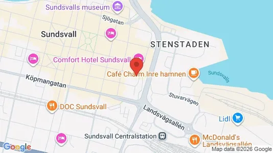Bostadsrätter till salu i Sundsvall - kort over placeringen