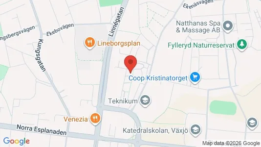 Bostadsrätter till salu i Växjö - kort over placeringen