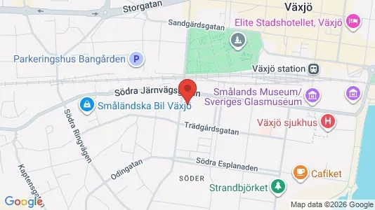 Bostadsrätter till salu i Växjö - kort over placeringen