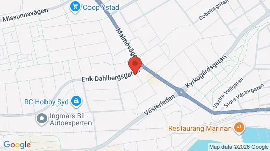 Lägenheter till salu i Ystad - kort over placeringen