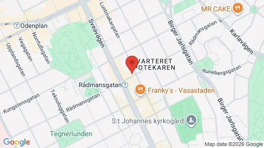 Lägenheter till salu i Vasastan - kort over placeringen
