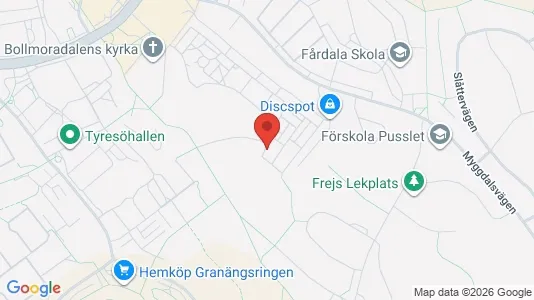 Lägenheter till salu i Tyresö - kort over placeringen