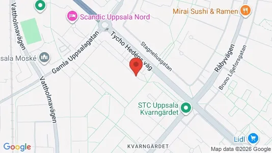Studentbostäder att hyra i Uppsala - kort over placeringen