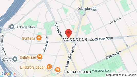 Bostadsrätter till salu i Vasastan - kort over placeringen