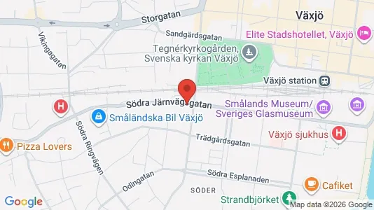 Lägenheter att hyra i Växjö - kort over placeringen