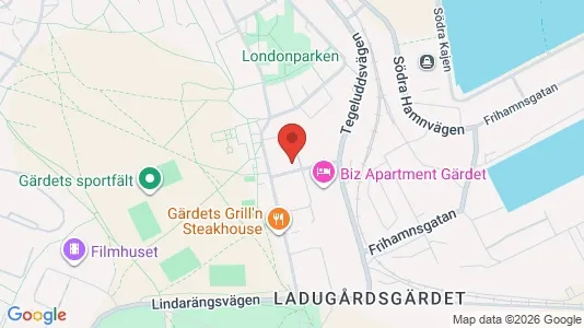 Bostadsrätter till salu i Gärdet/Djurgården - kort over placeringen
