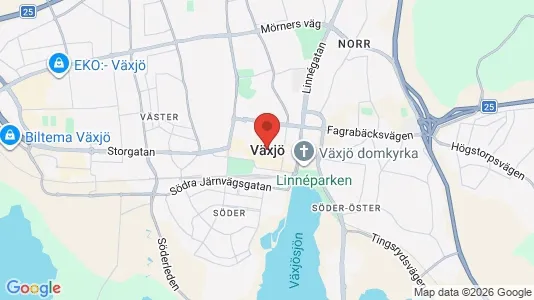 Lägenheter till salu i Växjö - kort over placeringen