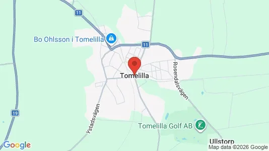 Hus till salu i Tomelilla - kort over placeringen