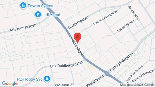Bostadsrätter till salu i Ystad - kort over placeringen