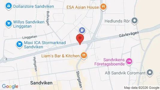 Bostadsrätter till salu i Sandviken - kort over placeringen