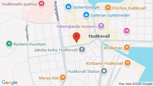 Bostadsrätter till salu i Hudiksvall - kort over placeringen