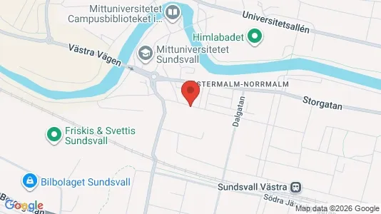 Bostadsrätter till salu i Sundsvall - kort over placeringen