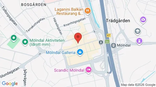 Lägenheter att hyra i Mölndal - kort over placeringen