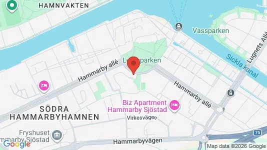 Lägenheter att hyra i Hammarbyhamnen - kort over placeringen