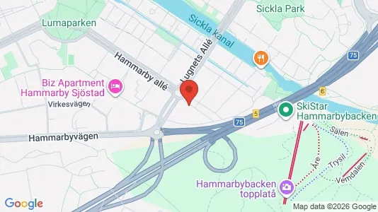 Lägenheter att hyra i Hammarbyhamnen - kort over placeringen