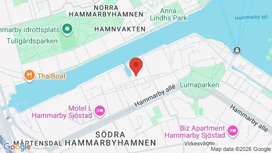 Lägenheter att hyra i Hammarbyhamnen - kort over placeringen