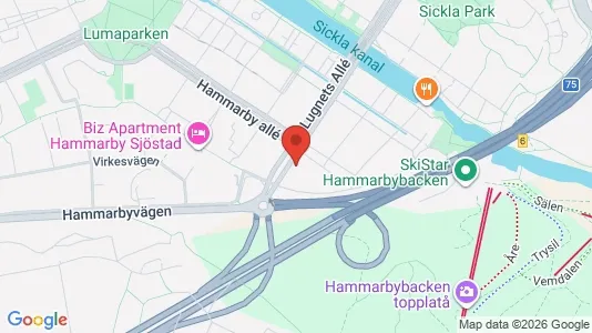 Lägenheter att hyra i Hammarbyhamnen - kort over placeringen