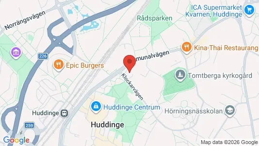 Lägenheter att hyra i Huddinge - kort over placeringen