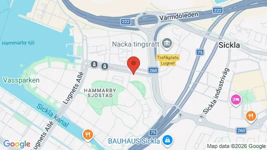Lägenheter att hyra i Hammarbyhamnen - kort over placeringen