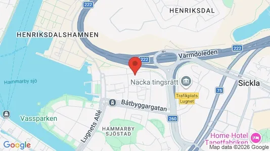 Lägenheter att hyra i Hammarbyhamnen - kort over placeringen